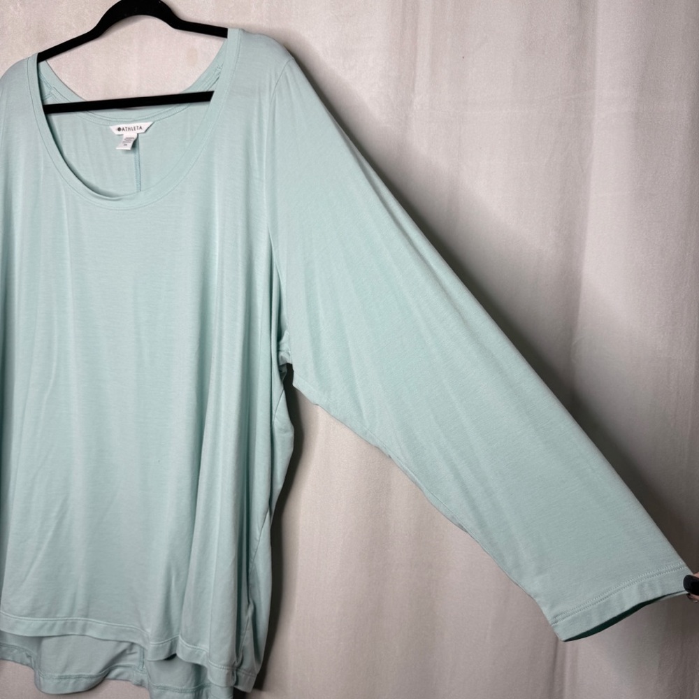ATHLETA / Stratus II teal blue long sleeve scoop neck tee / 3X - Picture 3 of 8